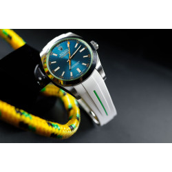 Horlogeband van rubber M115 – Rubber B – wit met groene lijn