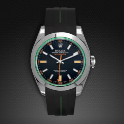 Rubber watch strap M115 – Rubber B – Black with Green Line
