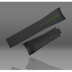 Horlogeband van rubber M115 – Rubber B – zwart met groene lijn