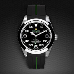 Rubber watch strap M115 – Rubber B – Black with Green Line