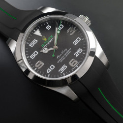 Rubber watch strap M115 – Rubber B – Black with Green Line