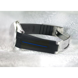 Horlogeband van rubber M115 – Rubber B – zwart met blauwe lijn