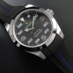 Rubber watch strap M115 – Rubber B – Black with Blue Line