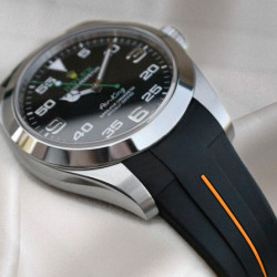 Bracelet en caoutchouc M115 – Rubber B – Noir ligne orange