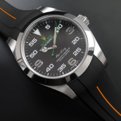 Horlogeband van rubber M115 – Rubber B – zwart met oranje lijn