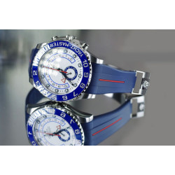 Rubber watch strap M109 – Rubber B – Navy Blue with Red Line