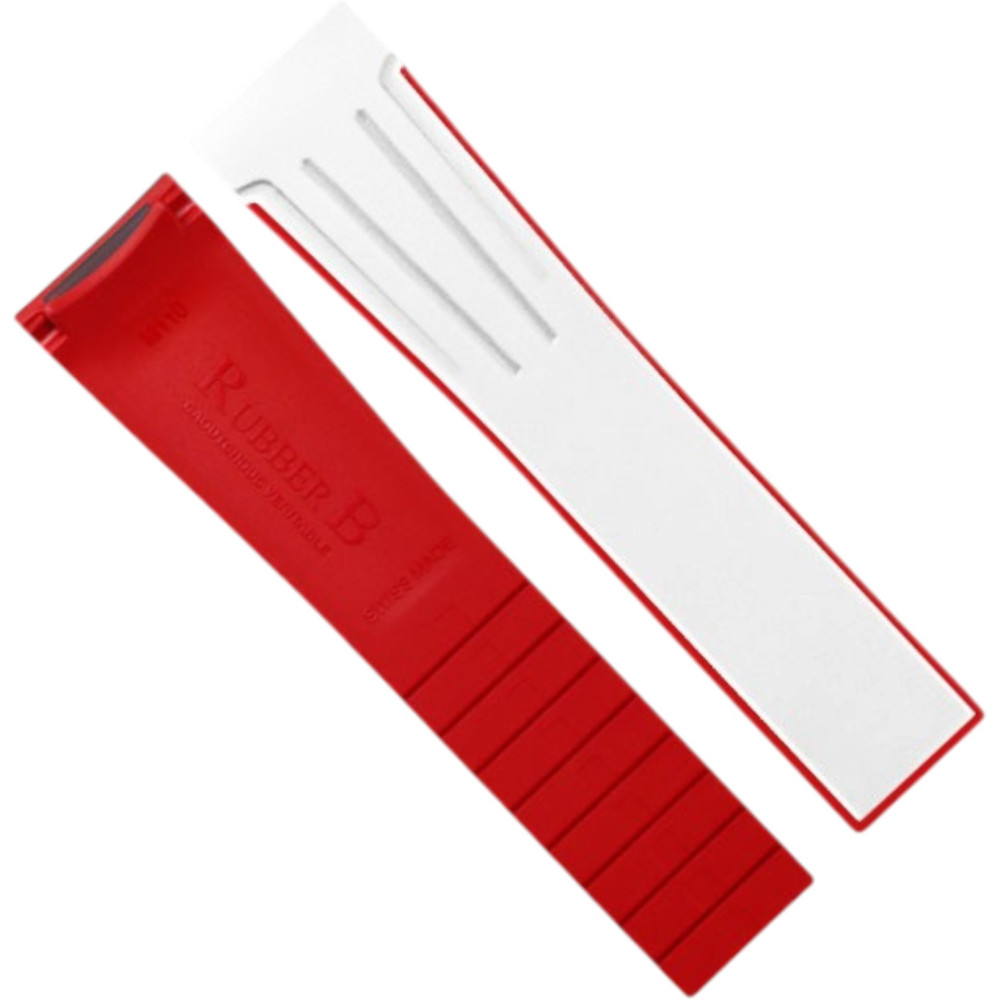 Rubber watch strap M110 – Rubber B – White and Red