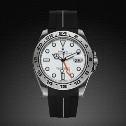 Rubber watch strap M105 – Rubber B – Black with white line