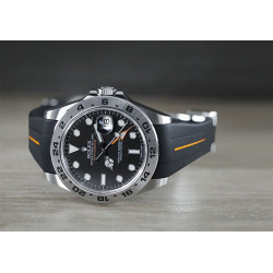 Bracelet en caoutchouc M105 – Rubber B – Noir ligne orange