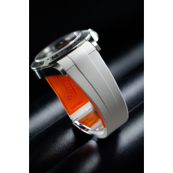 Bracelet en caoutchouc M205 – Rubber B – Blanc et orange