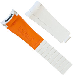 Horlogeband van rubber M205 – Rubber B – wit en oranje