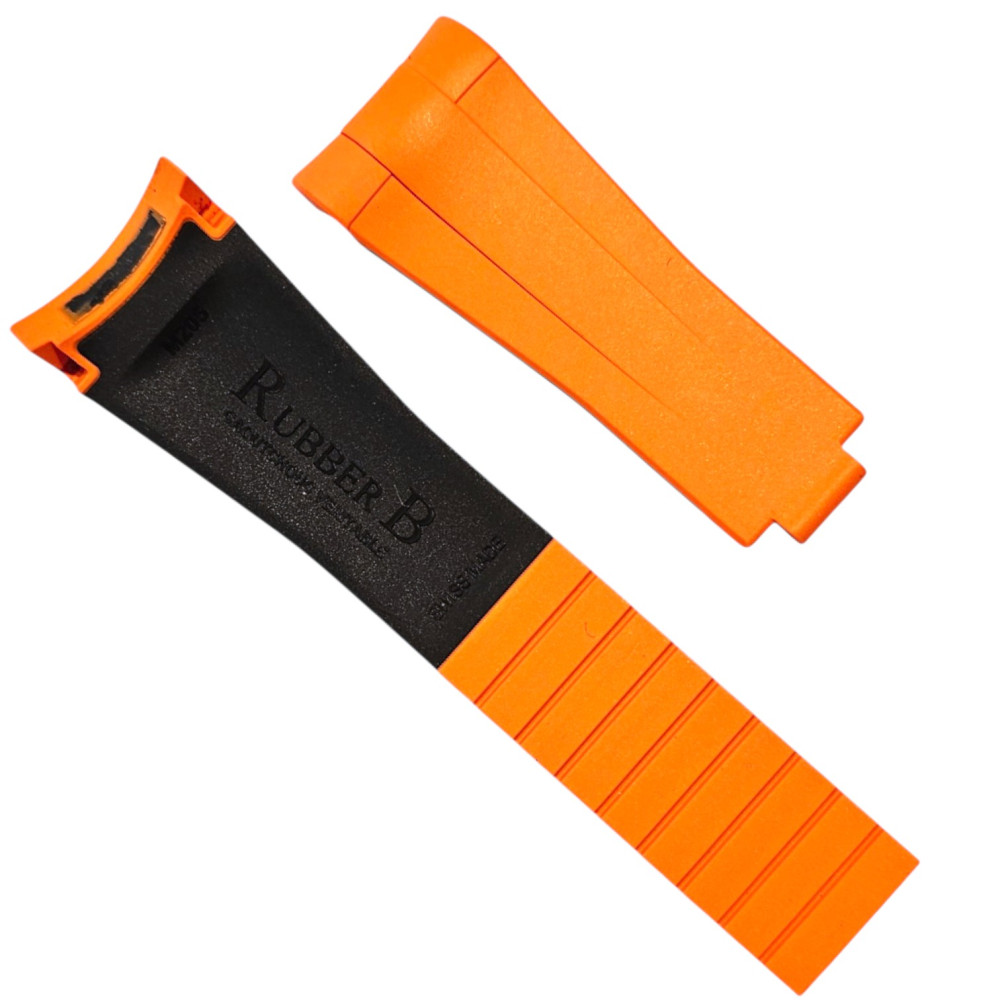 Rubber watch strap M205 – Rubber B – Orange and Black