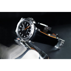 Rubber watch strap M205 – Rubber B – Black and Orange