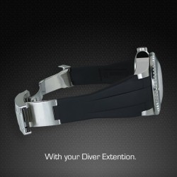 Horlogeband van rubber M108 - Rubber B - zwart