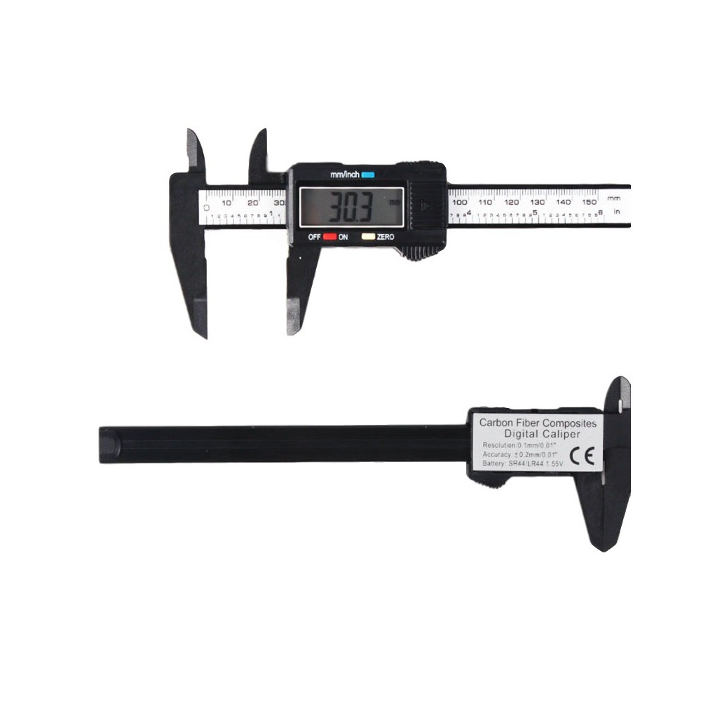 Digital Caliper 150 mm / 0.1 mm in Carbon Fiber