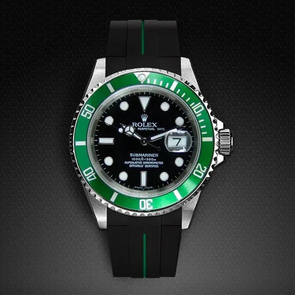 Bracelet en caoutchouc M103 – Rubber B – Noir ligne verte - détail