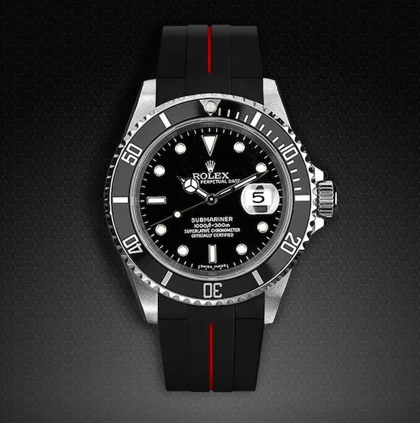 Bracelet en caoutchouc M103 – Rubber B – Noir ligne rouge - détail