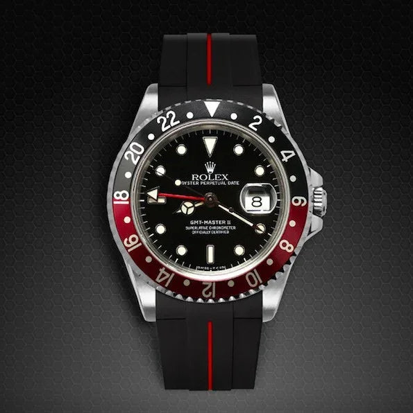 Bracelet en caoutchouc M103 – Rubber B – Noir ligne rouge - vue 5
