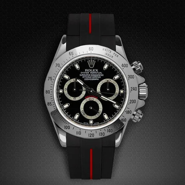 Bracelet en caoutchouc M103CD – Rubber B – Noir ligne rouge - détail