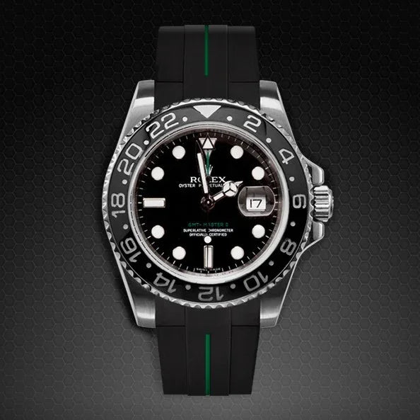 Bracelet en caoutchouc M103CD – Rubber B – Noir ligne verte - détail