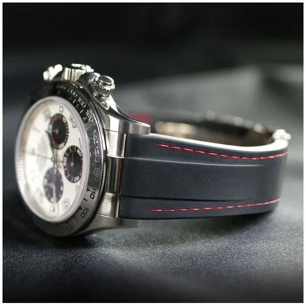 Bracelet en caoutchouc M101 – Rubber B – Noir surpiqûre rouge - vue 3