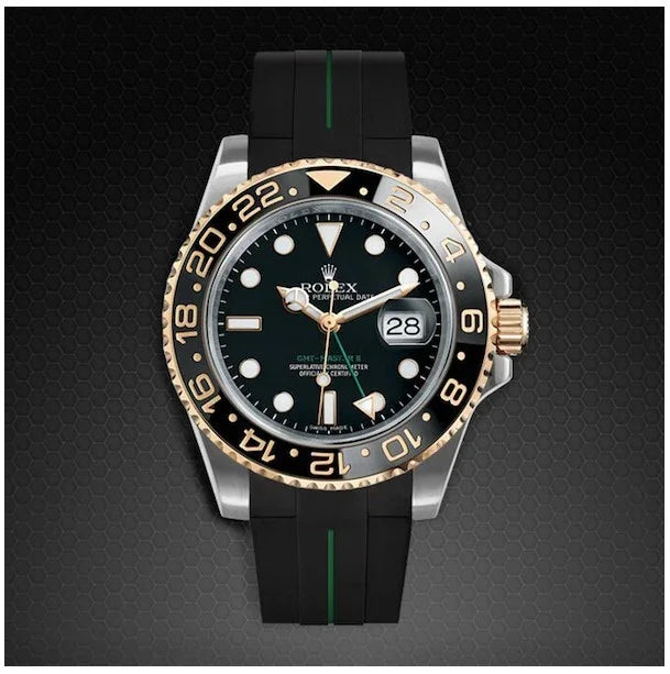 Bracelet en caoutchouc M106CD – Rubber B – Noir ligne verte - détail