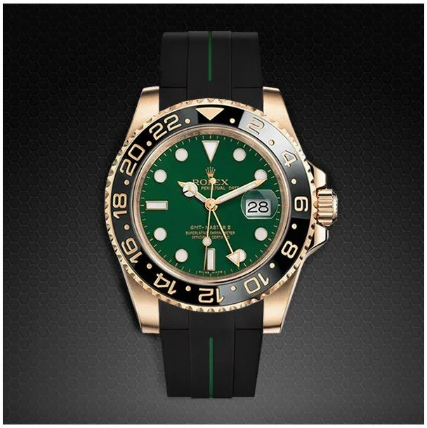 Bracelet en caoutchouc M106CD – Rubber B – Noir ligne verte - vue 3
