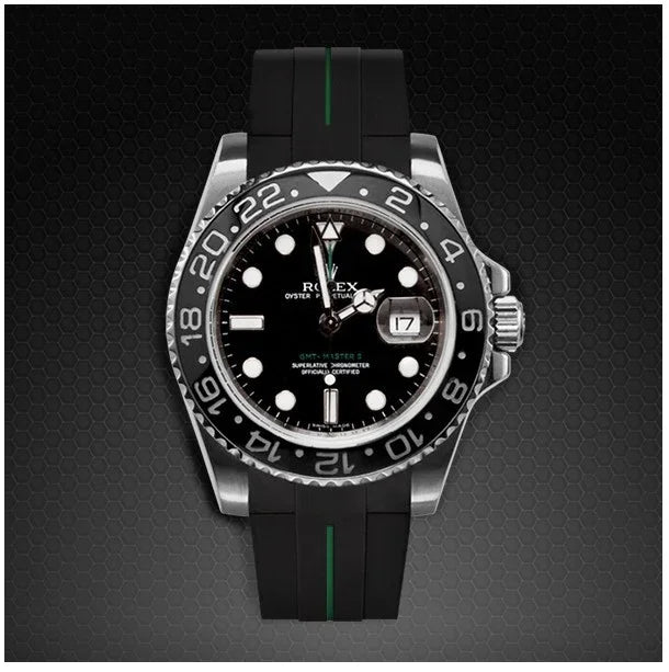 Bracelet en caoutchouc M106CD – Rubber B – Noir ligne verte - vue 5