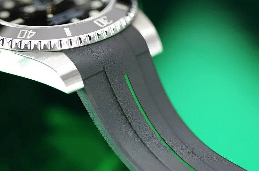 Bracelet en caoutchouc M106CD – Rubber B – Noir ligne verte - vue 6