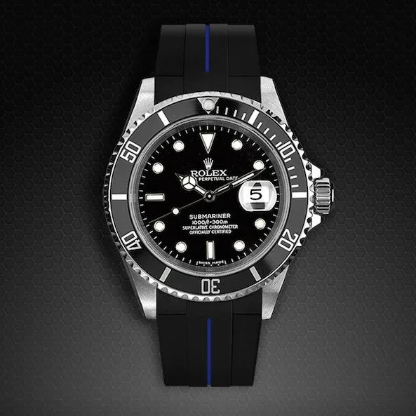 Bracelet en caoutchouc M106 – Rubber B – Noir ligne bleue - détail