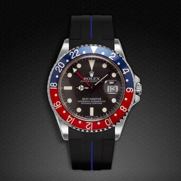 Bracelet en caoutchouc M106 – Rubber B – Noir ligne bleue - vue 3
