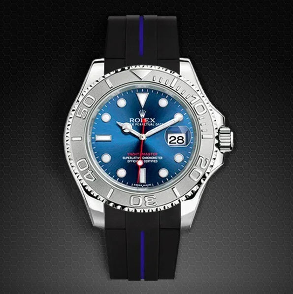 Bracelet en caoutchouc M106 – Rubber B – Noir ligne bleue - vue 4