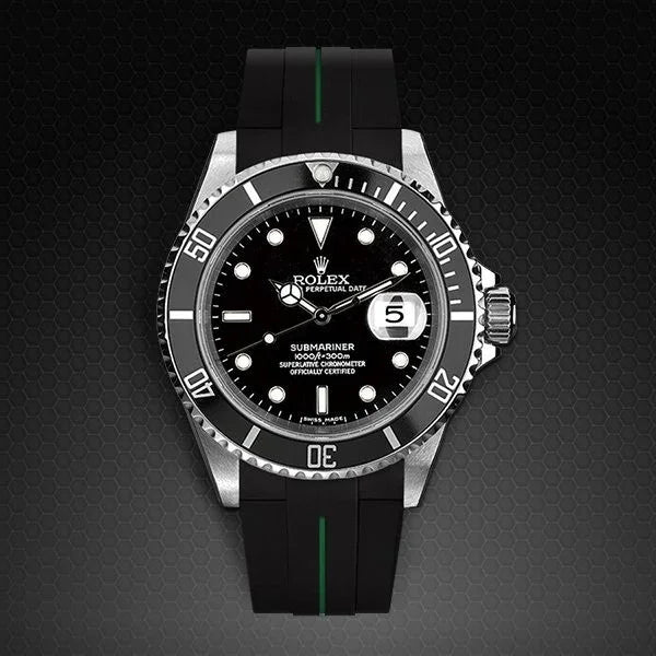 Bracelet en caoutchouc M106 – Rubber B – Noir ligne verte - détail