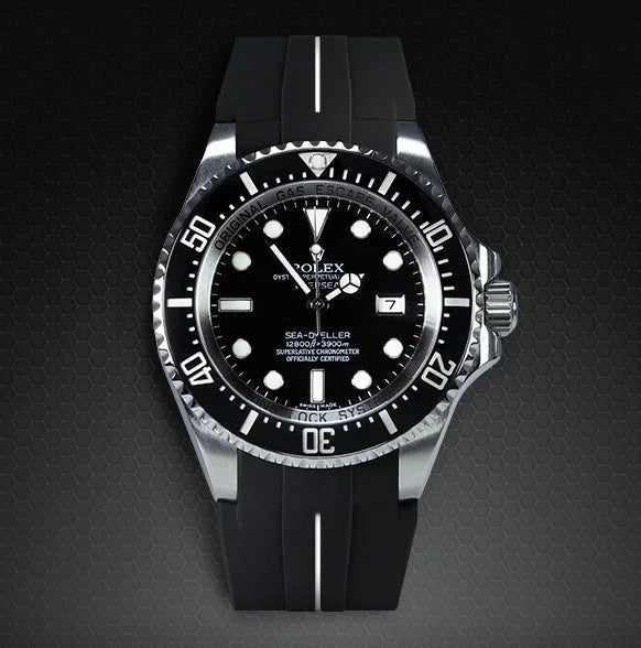 Bracelet RubberB M107 Noir/Blanc - détail