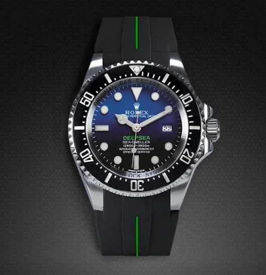 Bracelet en caoutchouc M107 - Rubber B - noir ligne verte - détail