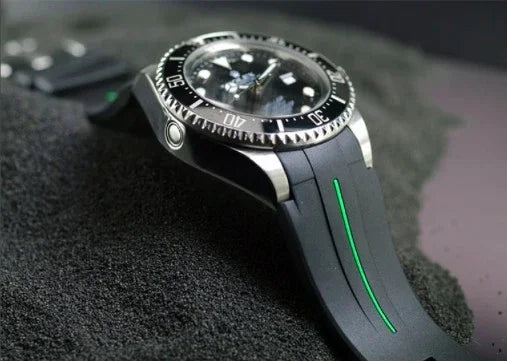 Bracelet en caoutchouc M107 - Rubber B - noir ligne verte - vue 4