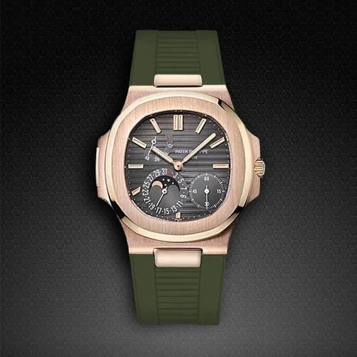 Bracelet RubberB PK77 pour Patek Philippe Nautilus Vert - vue 3