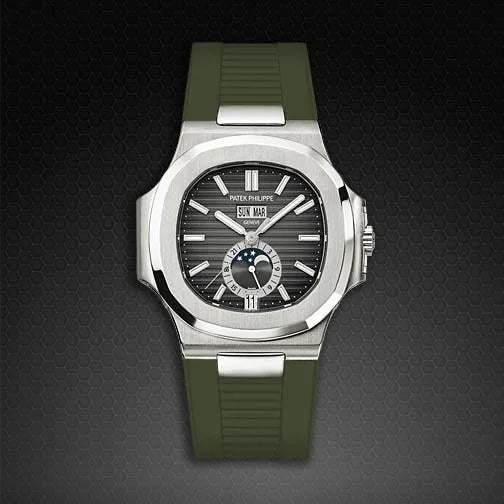 Bracelet RubberB PK77 pour Patek Philippe Nautilus Vert - vue 4