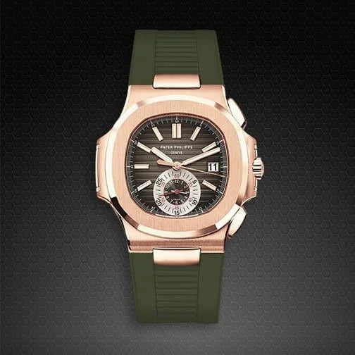 Bracelet RubberB PK77 pour Patek Philippe Nautilus Vert - vue 5