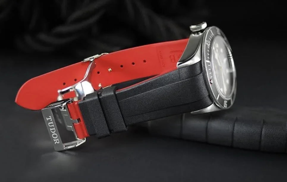 RubberB bracelet T800 pour Tudor Noir/Rouge - vue 3