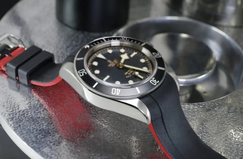 RubberB bracelet T800 pour Tudor Noir/Rouge - vue 6