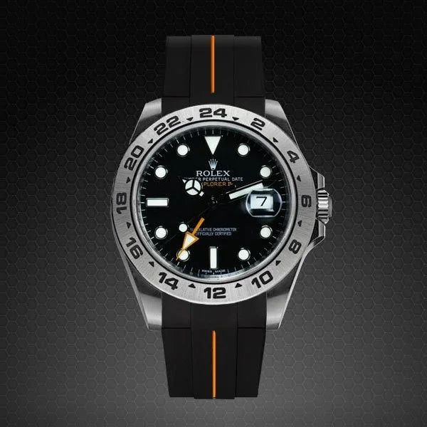 Bracelet en caoutchouc M105 – Rubber B – Noir ligne orange - détail