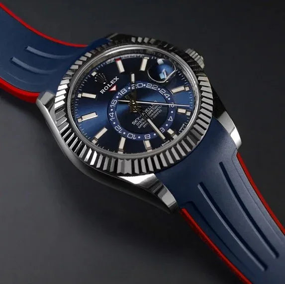 Bracelet en caoutchouc M111 – Rubber B – Bleu marine et rouge - détail