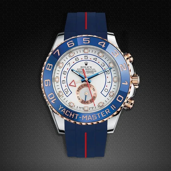 Bracelet en caoutchouc M109 – Rubber B – Bleu marine ligne rouge - détail