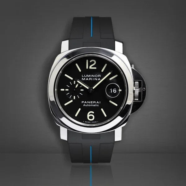 Bracelet RubberB Luminor 44 mm Noir/Bleu - détail