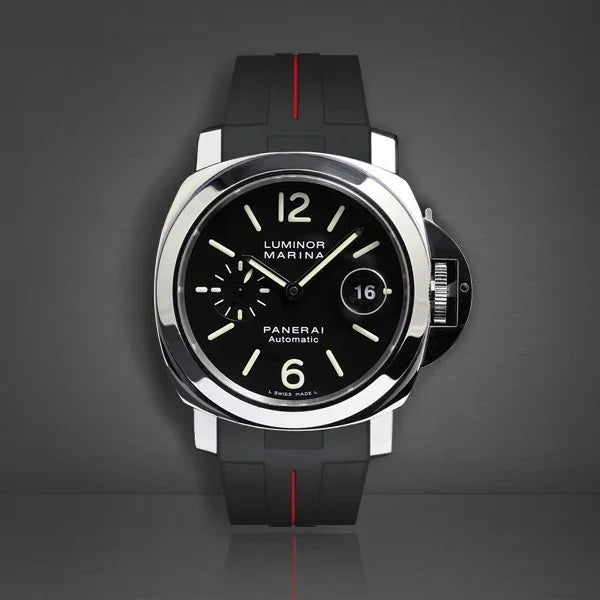 Bracelet RubberB Luminor 44 mm Noir/Rouge - détail