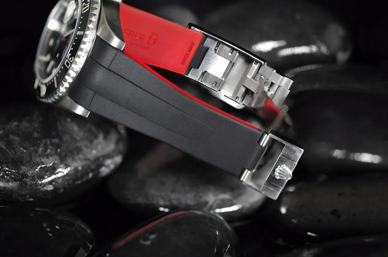 Bracelet en caoutchouc M112 – Rubber B – Noir et rouge - détail