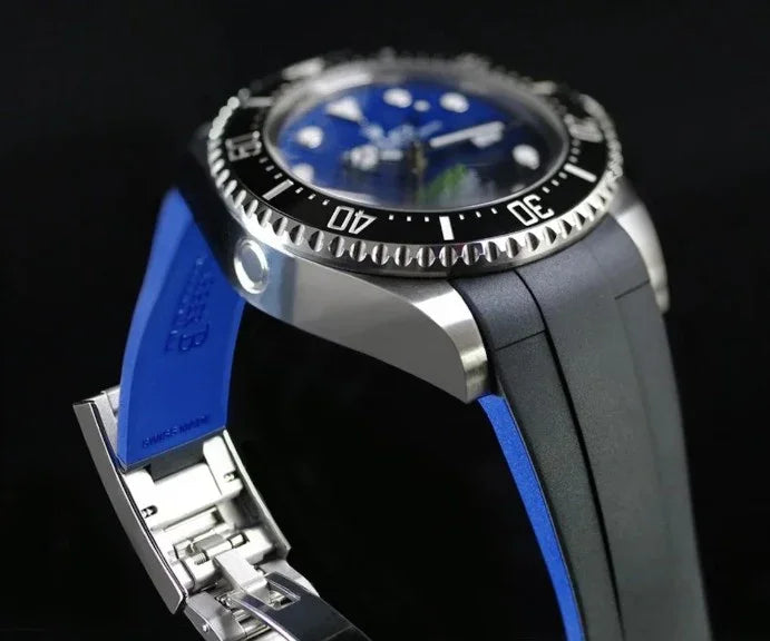 Bracelet en caoutchouc M208 – Série Fibre de Carbone Bicolore – Rubber B –  - détail