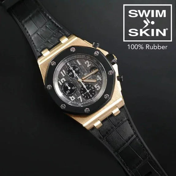 Bracelet RubberB APC42 Alligator SwimSkin Black - détail