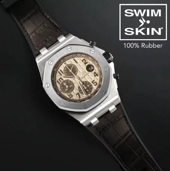 Bracelet RubberB APC42 Alligator SwimSkin Brown - détail